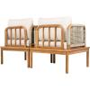 Christopher Knight Home Coby Acacia Wood Patio Accent Chair Set of 2, Acacia Wood Outdoor Club Chair with Cushion, Patio Furniture Set, Teak+Beige