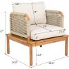 Christopher Knight Home Coby Acacia Wood Patio Accent Chair Set of 2, Acacia Wood Outdoor Club Chair with Cushion, Patio Furniture Set, Teak+Beige