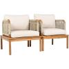 Christopher Knight Home Coby Acacia Wood Patio Accent Chair Set of 2, Acacia Wood Outdoor Club Chair with Cushion, Patio Furniture Set, Teak+Beige