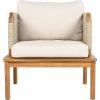 Christopher Knight Home Coby Patio Acacia Wood and Rope Weave Accent Chair, Outdoor Lounge Chair with Cushion, Deep Seating Garden Armchair, Comfy Reading Chair, Single Sofa Club Chair, Teak+Beige