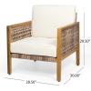 Christopher Knight Home Corrine Outdoor Acacia Wood Club Chair with Wicker Accents (Set of 2), Teak Finish, Light Multi-Brown, Beige