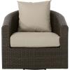 Christopher Knight Home Darius Outdoor Aluminum Framed Wicker Swivel Chair with Water Resistant Cushions, Mix Brown / Mix Khaki