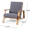 Christopher Knight Home Earlean Outdoor Club Chairs with Cushions (Set of 2), Teak Finish, Dark Gray