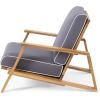 Christopher Knight Home Earlean Outdoor Club Chairs with Cushions (Set of 2), Teak Finish, Dark Gray