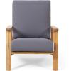 Christopher Knight Home Earlean Outdoor Club Chairs with Cushions (Set of 2), Teak Finish, Dark Gray