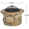 Christopher Knight Home Easton Glass Fiber Reinforced Cement / Iron Fire Pit, Natural