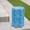 Christopher Knight Home Eliana Outdoor 12″ Sunburst Iron Side Table, Crackle Teal(Crackle Blue)