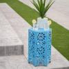 Christopher Knight Home Eliana Outdoor 12″ Sunburst Iron Side Table, Crackle Teal(Crackle Blue)