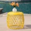 Christopher Knight Home Eliana Outdoor 12″ Sunburst Iron Side Table, Crackle Teal(Matte Yellow)