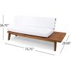 Christopher Knight Home Eulah Indoor Minimalist Acacia Wood Right-Sided Sofa with White Cushions, Sandblast Finish / White(Sandblast Finish / White)