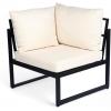 Christopher Knight Home Gevin 5-Seater Acacia Wood Metal Patio Furniture Set, Outdoor Sectional Conversation Club Chair Sofa Corner Chat Set with Coffee Table for Backyard or Balcony, Teak+Beige+Black