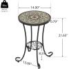 Christopher Knight Home Glady Outdoor Round Side Table, Patio End Table with Ceramic Top and Metal Frame, Small Decorative Accent Table for Patio Garden Porch Balcony, Mosaic(Bohemia)
