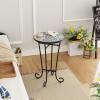 Christopher Knight Home Glady Outdoor Round Side Table, Patio End Table with Ceramic Top and Metal Frame, Small Decorative Accent Table for Patio Garden Porch Balcony, Mosaic(Geometric)