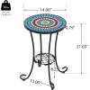 Christopher Knight Home Glady Outdoor Round Side Table, Patio End Table with Ceramic Top and Metal Frame, Small Decorative Accent Table for Patio Garden Porch Balcony, Mosaic(Mosaic)
