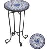 Christopher Knight Home Glady Outdoor Round Side Table, Patio End Table with Ceramic Top and Metal Frame, Small Decorative Accent Table for Patio Garden Porch Balcony, Mosaic(Celadon)