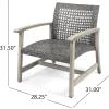 Christopher Knight Home Hampton Outdoor Wood and Wicker Club Chairs (Set of 4), Gray Finish and Mixed Black