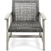 Christopher Knight Home Hampton Outdoor Wood and Wicker Club Chairs (Set of 4), Gray Finish and Mixed Black