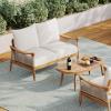 Christopher Knight Home Havets 4 Piece Patio Conversation Sets, Outdoor Acacia Wood Patio Seating Group,Woven Rope Loveseat Chairs with Cushions and Coffee Table for Porch Backyard Balcony, Teak+Beige(Teak+beige 2 Pcs Set)