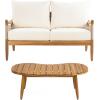 Christopher Knight Home Havets 4 Piece Patio Conversation Sets, Outdoor Acacia Wood Patio Seating Group,Woven Rope Loveseat Chairs with Cushions and Coffee Table for Porch Backyard Balcony, Teak+Beige(Teak+beige 2 Pcs Set)