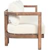 Christopher Knight Home Havets 74.75″W Outdoor 3 Seater Sofa, 6″ Thick Cushion Couch, Acacia Wood Bench Sofa, Slats Panel Open Back, Spacious Seating Bench Couch for Backyard Garden Porch, Brown+Beige