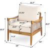 Christopher Knight Home Havets Patio Acacia Wood Club Chair with Woven Rope, Comfortable Outdoor Armchair, Water-Repellent Thick Cushion Deep Seating for Porch, Garden, Backyard, Balcony, Gray+Beige(Teak+beige)