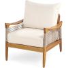 Christopher Knight Home Havets Patio Acacia Wood Club Chair with Woven Rope, Comfortable Outdoor Armchair, Water-Repellent Thick Cushion Deep Seating for Porch, Garden, Backyard, Balcony, Gray+Beige(Teak+beige)