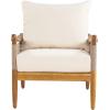 Christopher Knight Home Havets Patio Acacia Wood Club Chair with Woven Rope, Comfortable Outdoor Armchair, Water-Repellent Thick Cushion Deep Seating for Porch, Garden, Backyard, Balcony, Gray+Beige(Teak+beige)