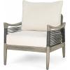 Christopher Knight Home Havets Patio Acacia Wood Club Chair with Woven Rope, Comfortable Outdoor Armchair, Water-Repellent Thick Cushion Deep Seating for Porch, Garden, Backyard, Balcony, Gray+Beige(Gray+beige)
