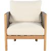 Christopher Knight Home Havets Patio Accent Chair, Acacia Wood Club Chair, Woven Rope Open Back Armchair, 6″ Thick Cushion, Outdoor Comfort Seating Single Sofa for Backyard Garden Poolside, Gray+Beige(Gray+beige)