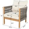 Christopher Knight Home Havets Patio Accent Chair, Acacia Wood Club Chair, Woven Rope Open Back Armchair, 6″ Thick Cushion, Outdoor Comfort Seating Single Sofa for Backyard Garden Poolside, Gray+Beige(Gray+beige)