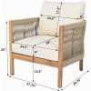 Christopher Knight Home Havets Patio Accent Chair, Acacia Wood Club Chair, Woven Rope Open Back Armchair, 6″ Thick Cushion, Outdoor Comfort Seating Single Sofa for Backyard Garden Poolside, Gray+Beige(Teak+beige)