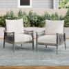 Christopher Knight Home Havets Set of 2 Patio Acacia Wood Club Chair with Woven Rope, Outdoor Armchair, Water-Repellent Thick Cushion Deep Seating for Porch, Garden, Backyard, Balcony, Teak+Beige(Gray+beige)