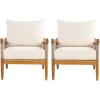 Christopher Knight Home Havets Set of 2 Patio Acacia Wood Club Chair with Woven Rope, Outdoor Armchair, Water-Repellent Thick Cushion Deep Seating for Porch, Garden, Backyard, Balcony, Teak+Beige(Teak+beige)