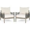 Christopher Knight Home Havets Set of 2 Patio Acacia Wood Club Chair with Woven Rope, Outdoor Armchair, Water-Repellent Thick Cushion Deep Seating for Porch, Garden, Backyard, Balcony, Teak+Beige(Gray+beige)