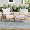 Christopher Knight Home Havets Set of 2 Patio Acacia Wood Club Chair with Woven Rope, Outdoor Armchair, Water-Repellent Thick Cushion Deep Seating for Porch, Garden, Backyard, Balcony, Teak+Beige(Teak+beige)