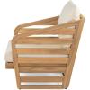 Christopher Knight Home Haya Wood Club Patio Chair Set of 2, Acacia Wood Accent Chairs with Cushions, Open Arm Outdoor Lounge Seating Sofa Side Chairs for Balcony Backyard Garden Poolside, Teak+Beige(Teak+ Beige slat Arm)