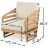 Christopher Knight Home Haya Wood Club Patio Chair Set of 2, Acacia Wood Accent Chairs with Cushions, Open Arm Outdoor Lounge Seating Sofa Side Chairs for Balcony Backyard Garden Poolside, Teak+Beige(Teak+ Beige slat Arm)