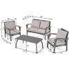 Christopher Knight Home Honolulu Outdoor Wicker Seating Set and Cushions, 4-Pcs Set, Grey