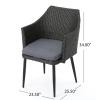 Christopher Knight Home Iona Outdoor Wicker Dining Chairs with Metal Legs and Water Resistant Cushions, 2-Pcs Set, Grey / Mixed Black / Black