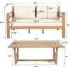 Christopher Knight Home Jamaia 4 Pieces Acacia Furniture Set, Patio Conversation Chat 2-Seat Sofa Set with Coffee Table, Outdoor Loveseat Chair Set for Garden Porch Backyard Balcony, Light Teak+Beige(Light Teak+beige 2 Pcs Set)