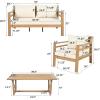 Christopher Knight Home Jamaia 4 Pieces Acacia Furniture Set, Patio Conversation Chat 2-Seat Sofa Set with Coffee Table, Outdoor Loveseat Chair Set for Garden Porch Backyard Balcony, Light Teak+Beige(Light Teak+beige 4 Pcs Set)