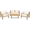 Christopher Knight Home Jamaia 4 Pieces Acacia Furniture Set, Patio Conversation Chat 2-Seat Sofa Set with Coffee Table, Outdoor Loveseat Chair Set for Garden Porch Backyard Balcony, Light Teak+Beige(Light Teak+beige 4 Pcs Set)