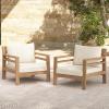 Christopher Knight Home Jamaia Outdoor Acacia Wood Club Chair Set of 2, Patio Armchair with Thick Beige Cushions, Deep Seating Furniture for Garden, Porch, Backyard, Balcony, Light Teak Finish, Beige(Light Teak+beige set of 2)