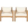 Christopher Knight Home Jamaia Outdoor Acacia Wood Club Chair Set of 2, Patio Armchair with Thick Beige Cushions, Deep Seating Furniture for Garden, Porch, Backyard, Balcony, Light Teak Finish, Beige(Light Teak+beige set of 2)