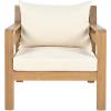 Christopher Knight Home Jamaia Outdoor Acacia Wood Club Chair Set of 2, Patio Armchair with Thick Beige Cushions, Deep Seating Furniture for Garden, Porch, Backyard, Balcony, Light Teak Finish, Beige(Light Teak+beige)