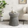 Christopher Knight Home Jaym 16.75″ H Indoor Outdoor Accent Side Table, Patio Decorative End Table, Hourglass-Shaped Lightweight Concrete Garden Stool for Patio Balcony & Garden Decor, Light Gray