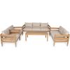 Christopher Knight Home Kory 5-Piece Acacia Wood Patio Furniture Set, Outdoor Conversation Sofa Chat Set with Club Chair and Coffee Table, Patio 7-Seater Seating Group for Backyard Balcony, Teak+Beige(Teak+beige 7-seater Set)