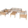 Christopher Knight Home Kory 5-Piece Acacia Wood Patio Furniture Set, Outdoor Conversation Sofa Chat Set with Club Chair and Coffee Table, Patio 7-Seater Seating Group for Backyard Balcony, Teak+Beige(Teak+beige 7-seater Set)