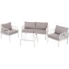Christopher Knight Home Landon 4 Pieces Patio Conversation Set, Loveseat and Coffee Table Set, Accent Chairs, Club Chair with Cushion, Sofa Chair with Table Set for Balcony Garden, Black+Dark Gray(White+light Gray)