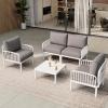 Christopher Knight Home Landon 4 Pieces Patio Conversation Set, Loveseat and Coffee Table Set, Accent Chairs, Club Chair with Cushion, Sofa Chair with Table Set for Balcony Garden, Black+Dark Gray(White+light Gray)